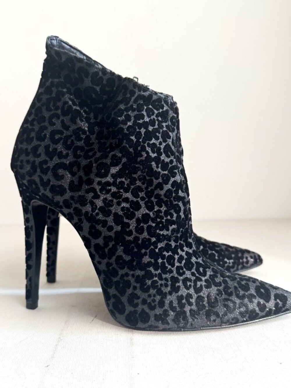 Ricatti Black on Black Animal print Pointy Toe High Heels 37
